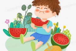 男孩吃瓜图片,男孩夏日吃瓜图鉴